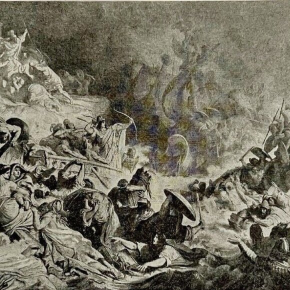 1935 Xerxes Naval Battle of Salamis Greeks Persians Religious Art Print DWN10D - Picture 1 of 2
